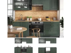 New Vicco Fame-Line Küchenzeile -Gold Landhaus/Anthrazit 235 cm AP Anthrazit ohne E-Geräte Einbauküchen