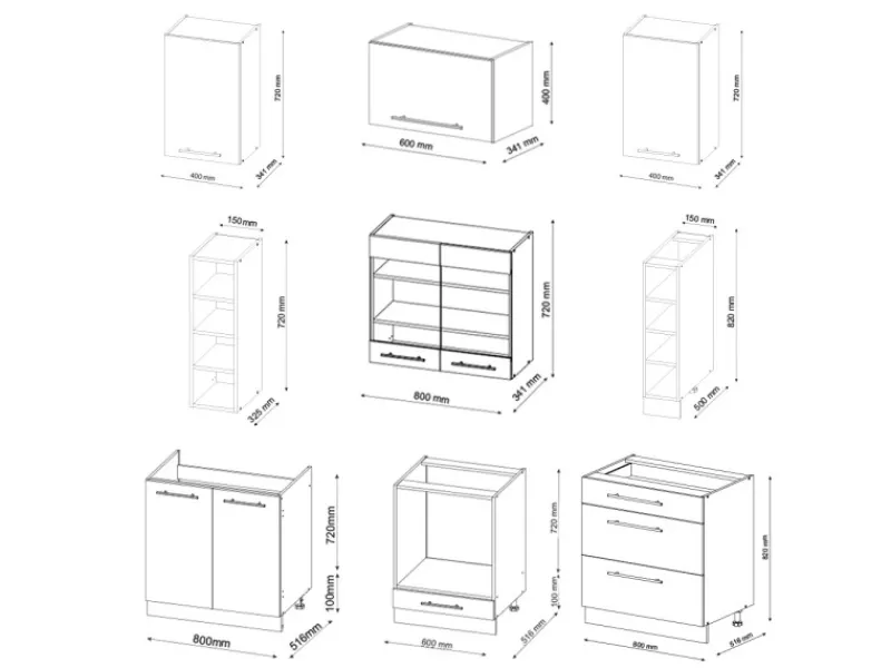 New Vicco Fame-Line Küchenzeile -Gold Landhaus/Anthrazit 235 cm AP Anthrazit ohne E-Geräte Einbauküchen