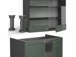 Sale Vicco Fame-Line Küchenzeile -Gold Landhaus/Anthrazit 235 cm AP Eiche ohne E-Geräte Grün