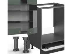 Einbauküchen<Vicco Fame-Line Küchenzeile -Gold Landhaus/Anthrazit 300 cm AP Eiche ohne E-Geräte Grün