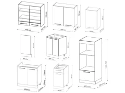 Clearance Vicco Fame-Line Küchenzeile -Gold Landhaus/Goldkraft Eiche 300 cm mit HochschrankAP Eiche ohne E-Geräte Einbauküchen