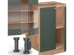 Clearance Vicco Fame-Line Küchenzeile -Gold Landhaus/Goldkraft Eiche 300 cm mit HochschrankAP Eiche ohne E-Geräte Einbauküchen