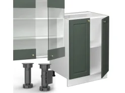Einbauküchen<Vicco Fame-Line Küchenzeile -Gold Landhaus/Weiß 300 cm mit HochschrankAP Eiche ohne E-Geräte Grün