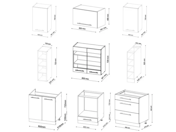 New Vicco Fame-Line Küchenzeile -Gold Landhaus/Goldkraft Eiche 235 cm AP Eiche ohne E-Geräte Grün