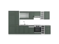 Hot Vicco Fame-Line Küchenzeile -Gold Landhaus/Weiß 355 cm AP Marmor ohne E-Geräte Einbauküchen