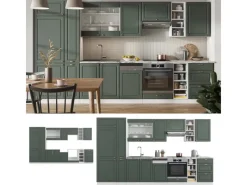 Hot Vicco Fame-Line Küchenzeile -Gold Landhaus/Weiß 355 cm AP Marmor ohne E-Geräte Einbauküchen