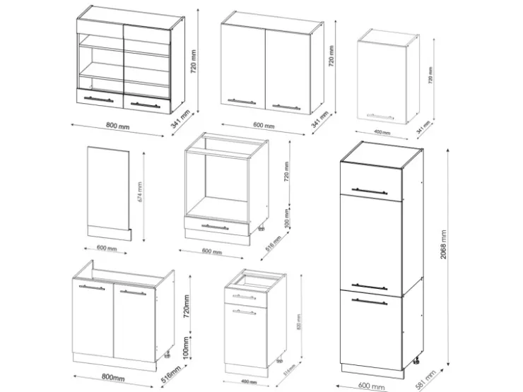 Discount Vicco Fame-Line Küchenzeile -Gold Landhaus/Weiß 300 cm AP Eiche ohne E-Geräte Grün