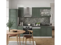 Discount Vicco Fame-Line Küchenzeile -Gold Landhaus/Weiß 300 cm AP Eiche ohne E-Geräte Grün