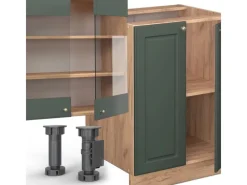 Best Vicco Fame-Line Küchenzeile -Gold Landhaus/Goldkraft Eiche 300 cm mit HochschrankAP Marmor ohne E-Geräte Einbauküchen