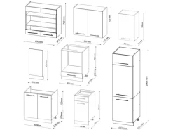 New Vicco Fame-Line Küchenzeile -Gold Landhaus/Goldkraft Eiche 300 cm AP Marmor ohne E-Geräte Einbauküchen