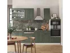 Clearance Vicco Fame-Line Küchenzeile -Gold Landhaus/Weiß 300 cm mit HochschrankAP Marmor ohne E-Geräte Grün