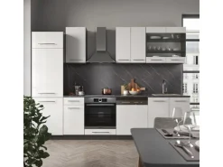 Best Vicco Fame-Line Küchenzeile /Anthrazit 300 cm AP Marmor ohne E-Geräte Weiß Hochglanz