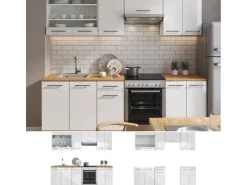 Vicco Fame-Line Küchenzeile 240 cm ohne Arbeitsplatte ohne E-Geräte Kühlschränke
