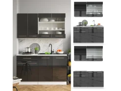 Vicco Fame-Line Singleküche /Weiß 140 cm AP Anthrazit ohne E-Geräte Single-Küchen|Miniküchen