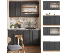 Sale Vicco Fame-Line Singleküche Anthrazit Landhaus/Goldkraft Eiche 140 cm AP Anthrazit ohne E-Geräte Anthrazit Struktur