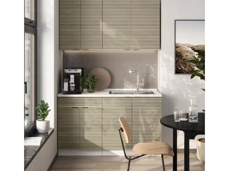 Vicco Fame-Line Singleküche Eiche Paneel/Weiß 140 cm ohne Arbeitsplatte ohne E-Geräte Single-Küchen|Einbauküchen