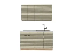 Outlet Vicco Fame-Line Singleküche Eiche Paneel/Goldkraft Eiche 140 cm AP Eiche ohne E-Geräte Berghütten Eiche