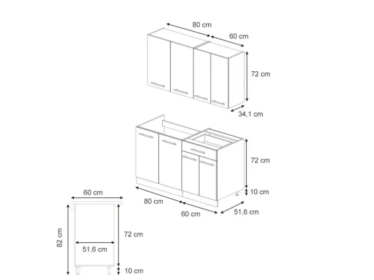 Outlet Vicco Fame-Line Singleküche Eiche Paneel/Goldkraft Eiche 140 cm AP Eiche ohne E-Geräte Berghütten Eiche