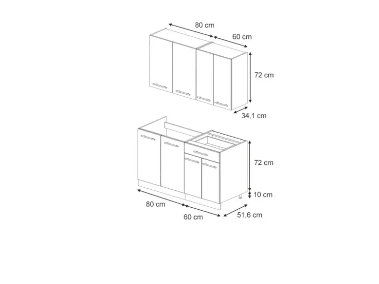 Single-Küchen|Einbauküchen<Vicco Fame-Line Singleküche Eiche Paneel/Goldkraft Eiche 140 cm ohne Arbeitsplatte ohne E-Geräte Berghütten Eiche