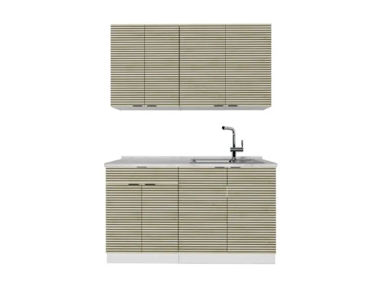 Hot Vicco Fame-Line Singleküche Eiche Paneel/Goldkraft Eiche 140 cm AP Anthrazit ohne E-Geräte Berghütten Eiche