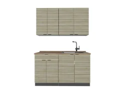 Single-Küchen<Vicco Fame-Line Singleküche Eiche Paneel/Anthrazit 140 cm AP Eiche ohne E-Geräte Brauhaus Eiche