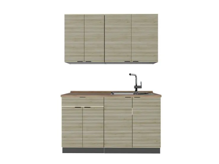 Single-Küchen<Vicco Fame-Line Singleküche Eiche Paneel/Anthrazit 140 cm AP Eiche ohne E-Geräte Brauhaus Eiche