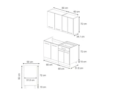 Single-Küchen<Vicco Fame-Line Singleküche Eiche Paneel/Anthrazit 140 cm AP Eiche ohne E-Geräte Brauhaus Eiche