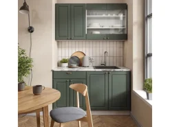 Best Vicco Fame-Line Singleküche -Gold Landhaus/Weiß 140 cm ohne Arbeitsplatte ohne E-Geräte Grün