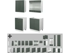 Best Vicco Fame-Line Singleküche -Gold Landhaus/Weiß 140 cm ohne Arbeitsplatte ohne E-Geräte Grün