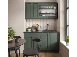Outlet Vicco Fame-Line Singleküche -Gold Landhaus/Anthrazit 140 cm AP Anthrazit ohne E-Geräte Grün