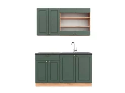 Sale Vicco Fame-Line Singleküche -Gold Landhaus/Goldkraft Eiche 140 cm AP Anthrazit ohne E-Geräte Single-Küchen