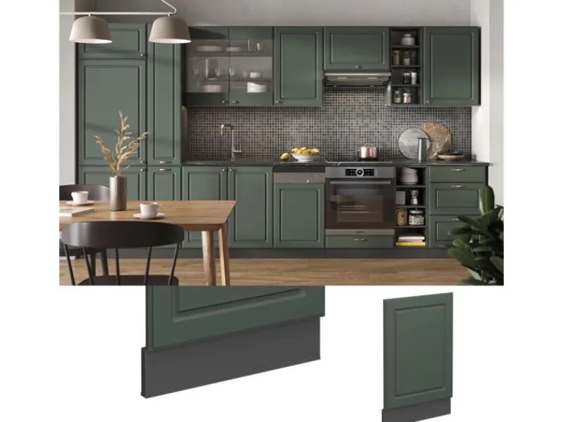 Vicco Frontblende Fame-Line Grün-Gold Landhaus/Anthrazit 45 cm ohne Arbeitsplatte Einbauküchen|Küchenschränke