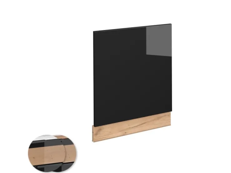 Vicco Frontblende Fame-Line Schwarz-Eiche Hochglanz/Goldkraft Eiche 60 cm ohne Arbeitsplatte Eiche Dunkel