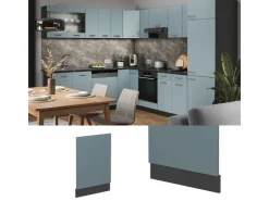 Einbauküchen<Vicco Frontblende R-Line Geschirrspüler Fronttür Blau-Grau/Anthrazit AP Marmor Blaugrau