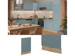 Hot Vicco Frontblende R-Line Geschirrspüler Fronttür Blau-Grau/Goldkraft Eiche AP Marmor Blaugrau