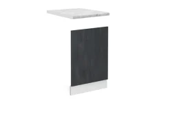Discount Vicco Frontblende R-Line Geschirrspüler Fronttür Schwarz Beton/Weiß 45 cm AP Marmor Einbauküchen