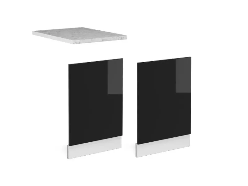 Best Vicco Frontblende R-Line Schwarz Hochglanz/Weiß 45 cm ohne Arbeitsplatte Einbauküchen|Küchenschränke