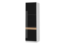 Discount Vicco Herdumbauschrank Fame-Line Herdschrank Schwarz Eiche Hochglanz/Weiß 60 cm Eiche Dunkel
