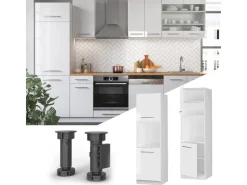 Sale Vicco Herdumbauschrank Fame-Line Hochglanz/ 60 cm mit Offenem Regal Weiß