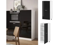 Sale Vicco Herdumbauschrank R-Line Küchenkommode Schwarz Hochglanz/Weiß 60 cm Schwarz Glänzend