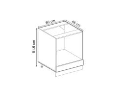 Clearance Vicco Herdumbauschrank R-Line Schwarz Beton/Weiß 60 cm ohne Arbeitsplatte Herde