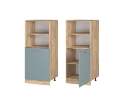 New Vicco Herdumbauschrank R-Line Herdschrank Schwarz Beton/Goldkraft Eiche 60 cm mit Goldkraft Eiche Korpus Herde