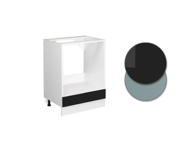Hot Vicco Herdumbauschrank R-Line Herdschrank Schwarz Hochglanz/Weiß 60 cm AP Eiche Schwarz Glänzend
