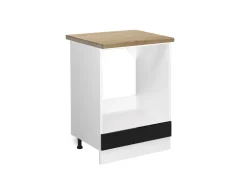 Hot Vicco Herdumbauschrank R-Line Herdschrank Schwarz Hochglanz/Weiß 60 cm AP Eiche Schwarz Glänzend