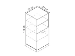 Vicco Herdumbauschrank R-Line Herdschrank Grau/Weiß 60 cm AP Marmor Edelgrau