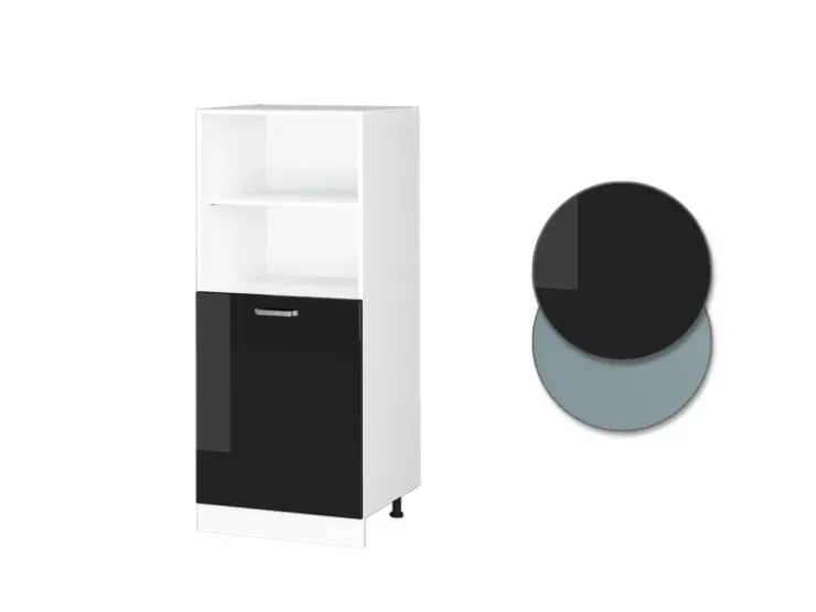 Herde<Vicco Herdumbauschrank R-Line Herdschrank Schwarz Hochglanz/Weiß 60 cm Schwarz Glänzend