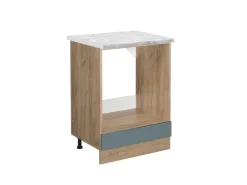 Herde|Kochfelder<Vicco Herdumbauschrank R-Line Blau-Grau/Goldkraft Eiche 60 cm AP Marmor Blaugrau