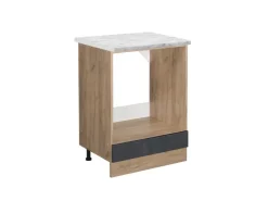 Einbauküchen<Vicco Herdumbauschrank R-Line Schwarz Beton/Goldkraft Eiche 60 cm AP Marmor Beton Anthrazit