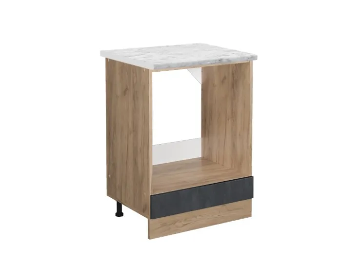 Einbauküchen<Vicco Herdumbauschrank R-Line Schwarz Beton/Goldkraft Eiche 60 cm AP Marmor Beton Anthrazit