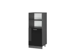 Herde<Vicco Herdumbauschrank R-Line Herdschrank Schwarz Hochglanz/Anthrazit 60 cm Schwarz Glänzend